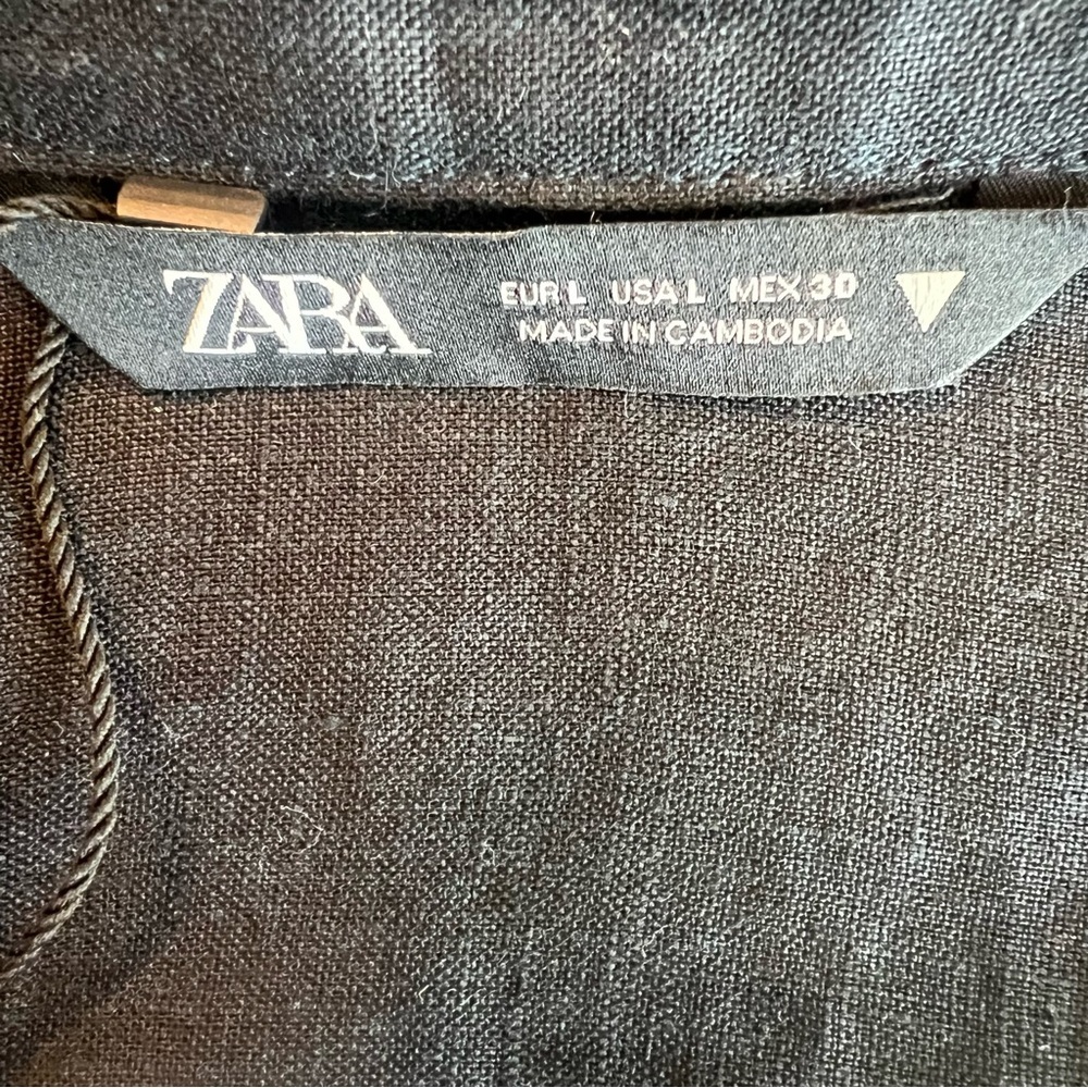 NWT Elegant 100% Linen Black Wrap Top - Picture 7 of 9